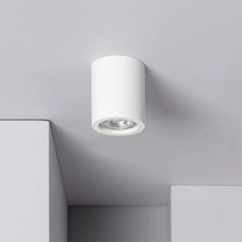 Trade Shop - Porta Faretto Lampada Soffitto Gu10 Cilindro In Gesso H90mm Verniciabile Gs-c90-t -