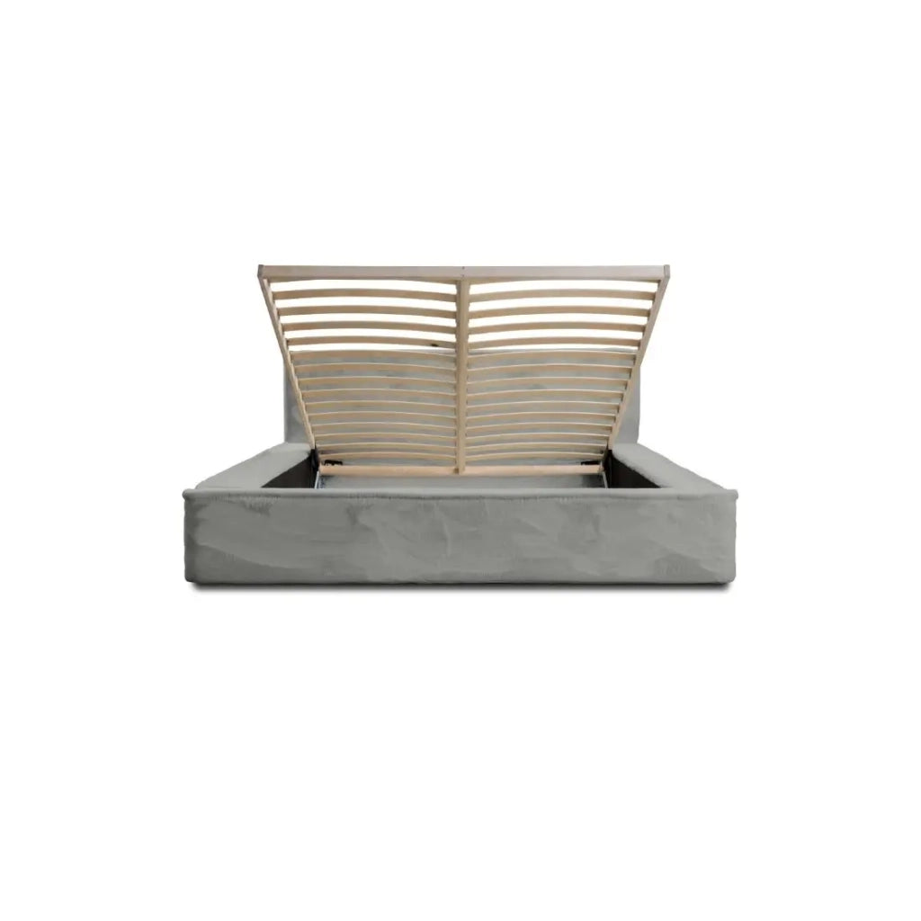 Letto contenitore ORLANE - Grigio Carbone Minerale Polare - 160x200 cm - Rete sollevabile - Design di alta gamma