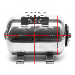 Vaso di espansione 100 l orizzontale acciaio inox per impianti idrici, sistemi autoclave, membrana EPDM