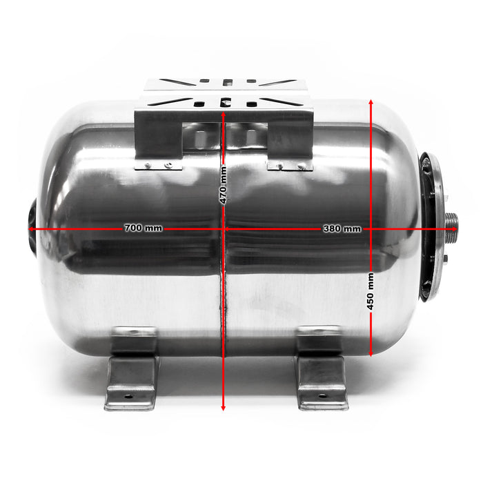 Vaso di espansione 100 l orizzontale acciaio inox per impianti idrici, sistemi autoclave, membrana EPDM