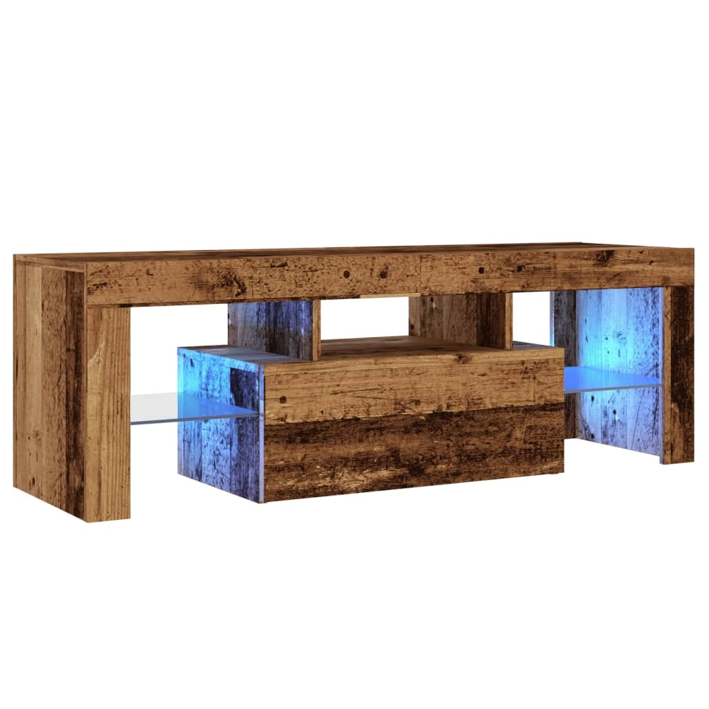 Mobile TV multimediale mensola per TV credenza per TV sala da pranzo soggiorno camera da letto con luci a LED legno invecchiato legno ingegnerizzato marrone 02_0026840