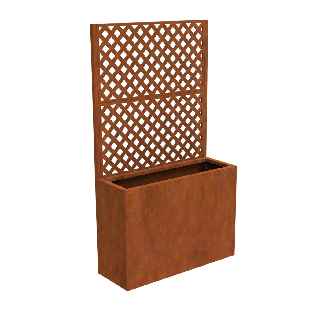 Fioriera Alta con Spalliera Malja in Acciaio Corten 146 x 83 x 31 cm - Marrone Ossidato casa.pro