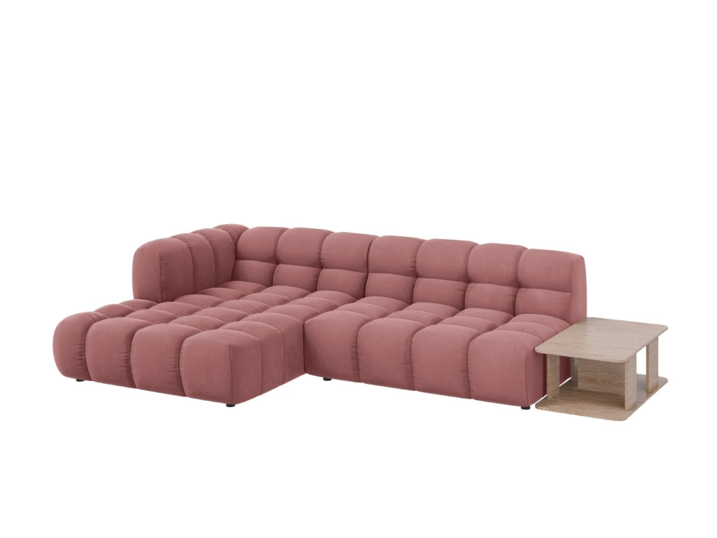 Cosmopolitan Design - Divano angolare modulare sinistro "Sky" 4 posti in velluto salmone 