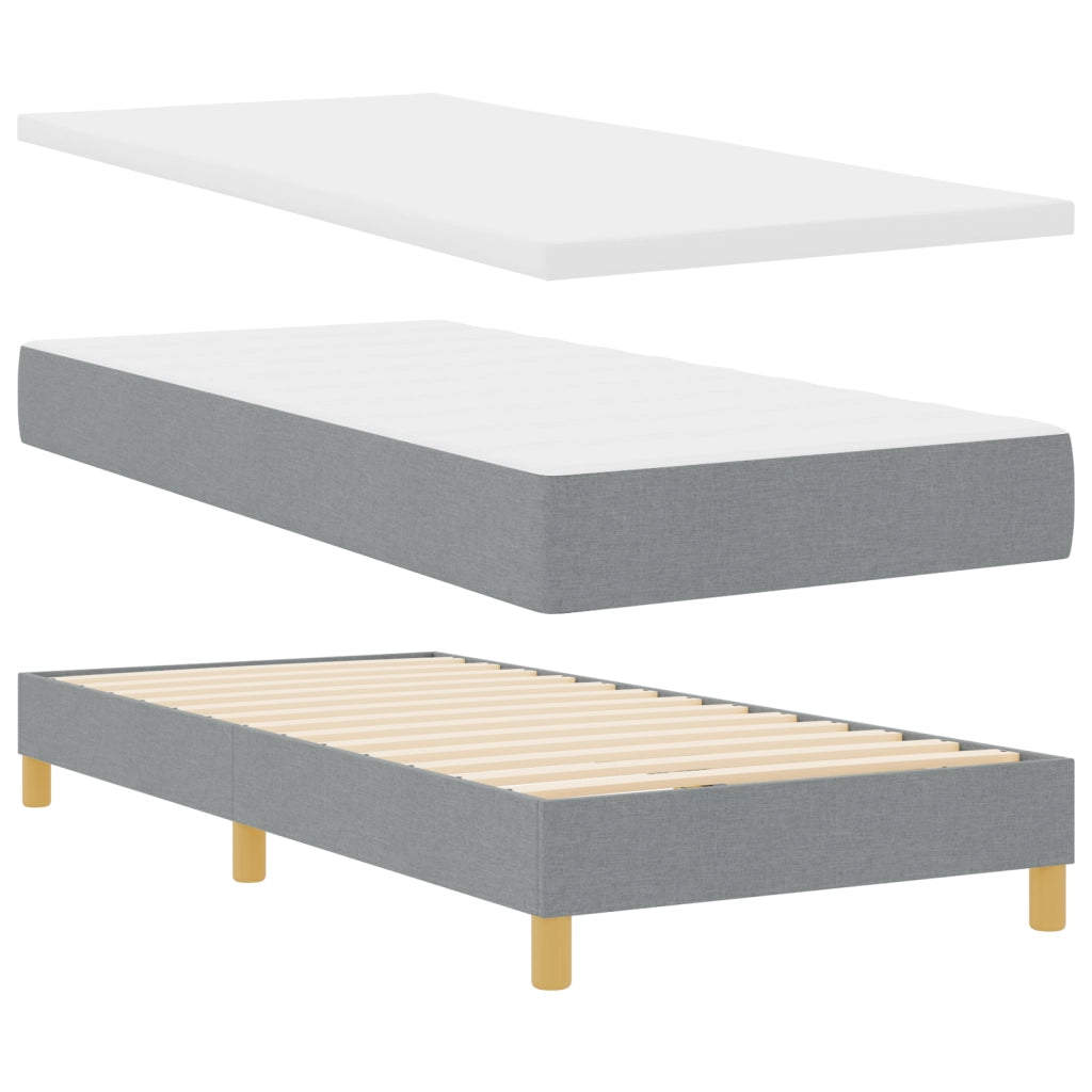 Letto Box Spring con Materasso Grigio Chiaro 90x200 cm Tessuto