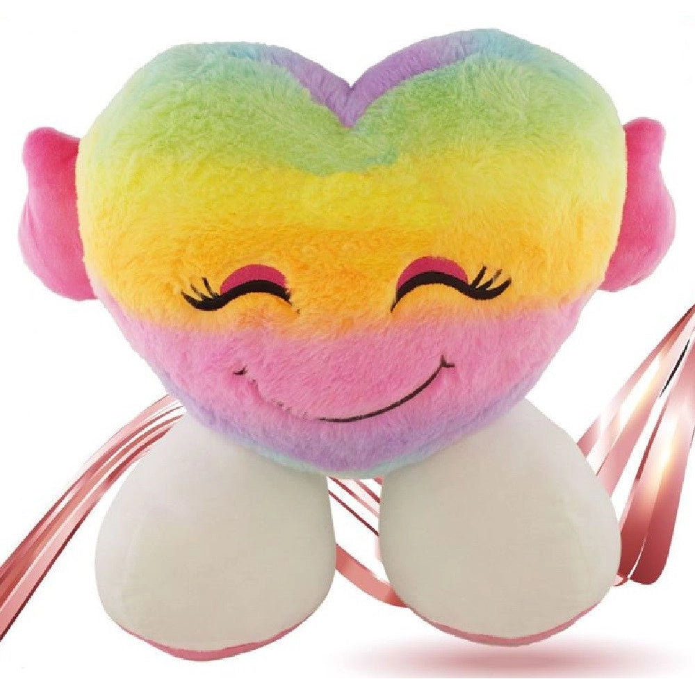 Trade Shop - Peluche Forma Cuore Con Piedi Multicolor 30cm Regalo San Valentino Pupazzo 93062 -