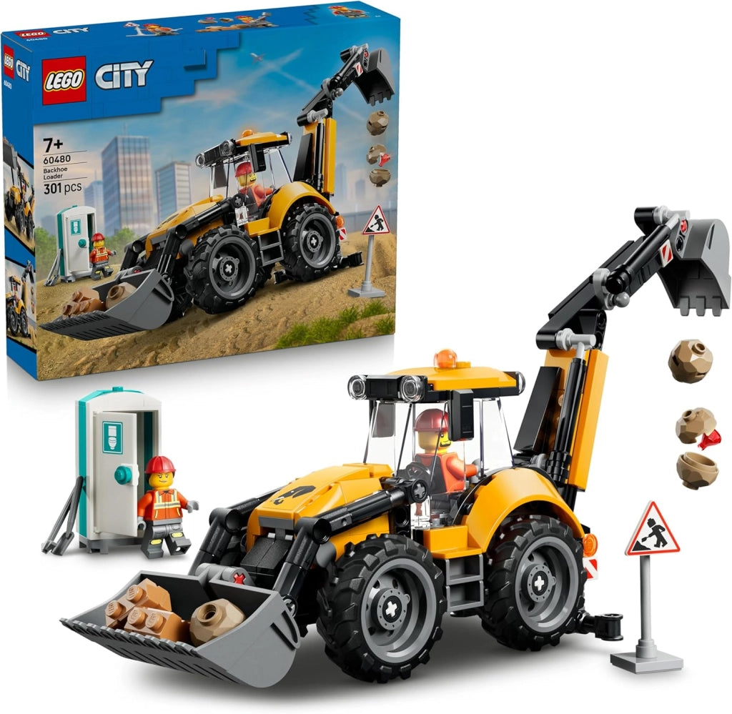 LEGO City Scavatrice da Cantiere Gialla - Veicolo Giocattolo da Cantiere - Trattore con 2 Minifigure, Benna Anteriore e
