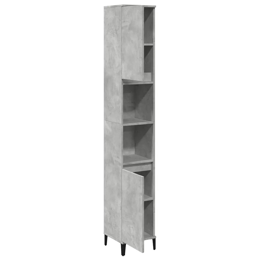 Mobile bagno industriale 30 x 30 x 190 cm con 4 scomparti e installazione flessibile in legno grigio cemento 02_0051032