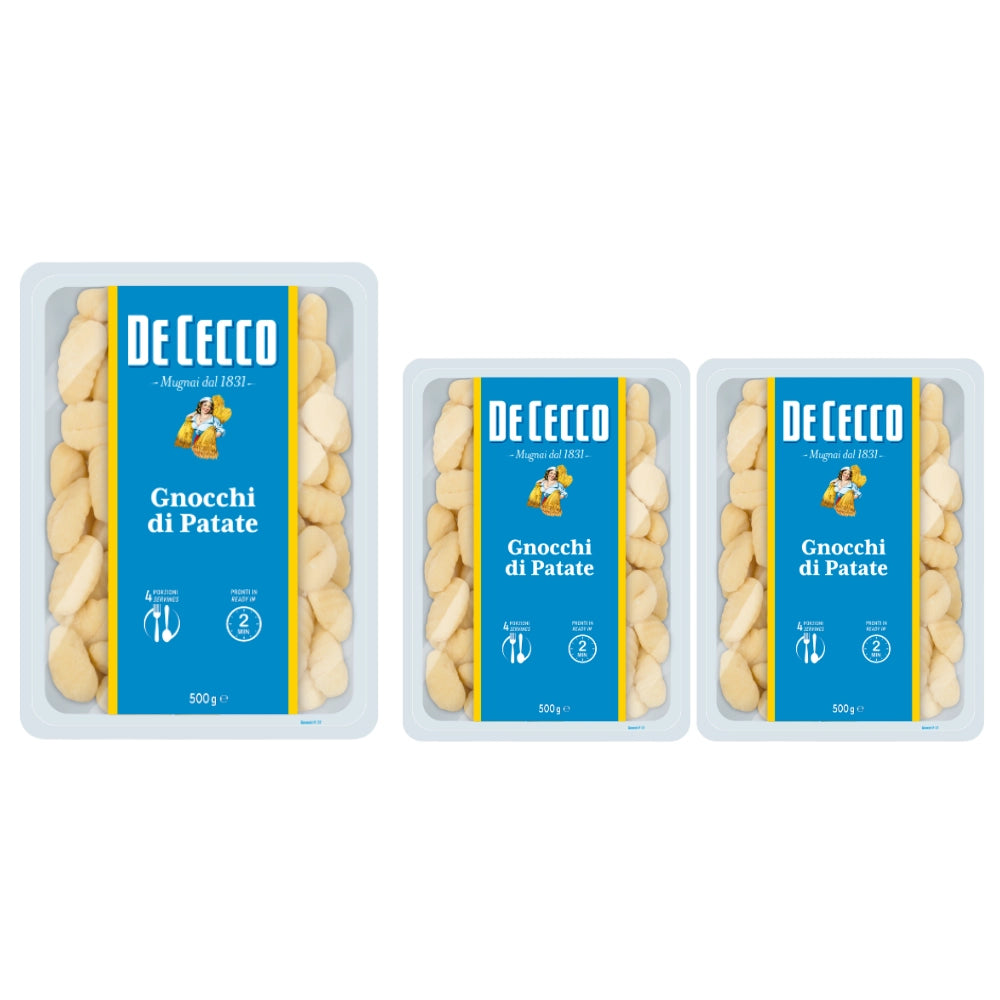De cecco gnocchi di patate fresche pasta 3 confezioni da 500 grammi