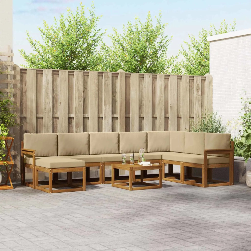 Set di divani da esterno con cuscino 9 pcs Naturale e Beige