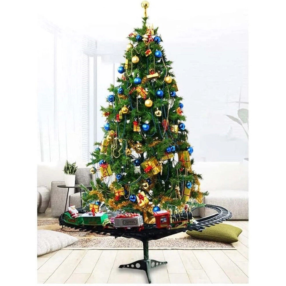 Trade Shop - Trenino Natalizio Supporto Centro Albero Natale Elettrico 2 Vagoni Slitta ø 89cm -