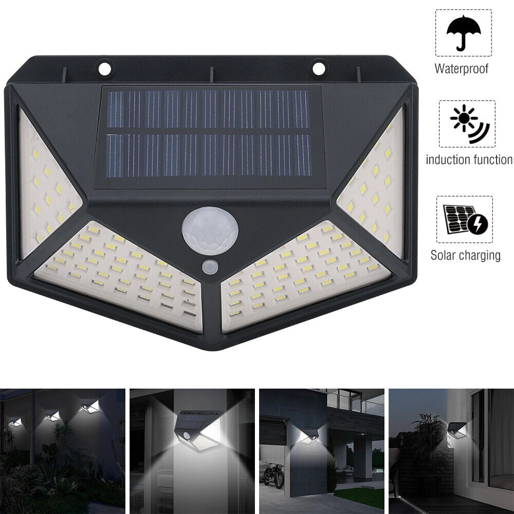 Lampada luce faretto faro esterno energia solare 100 LED sensore movimento