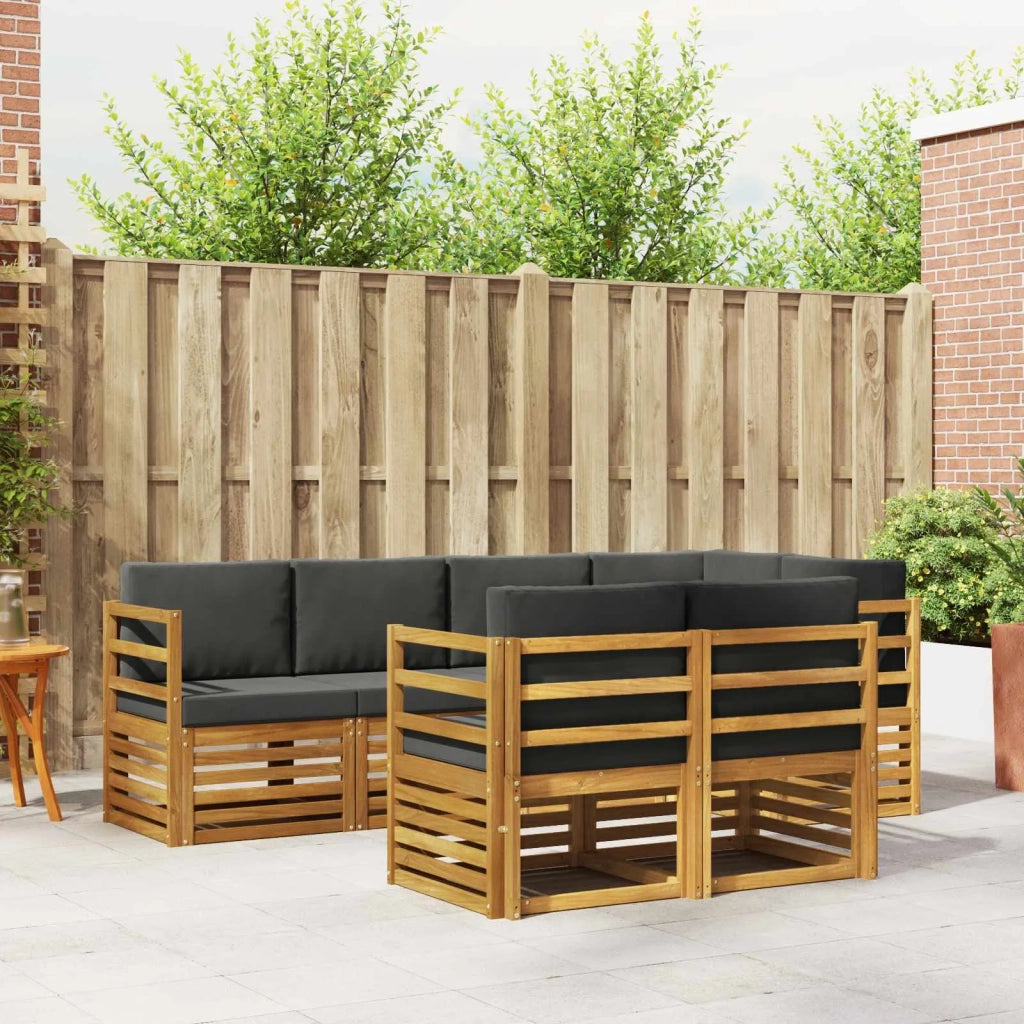 Set divano sezionale con cuscino 7 pcs Naturale e Antracite 3374952