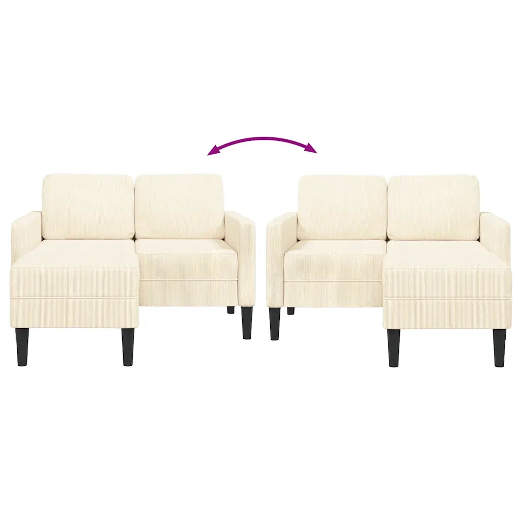vidaXL Divano 2 Posti con Chaise longue a L Crema 125 cm Lino