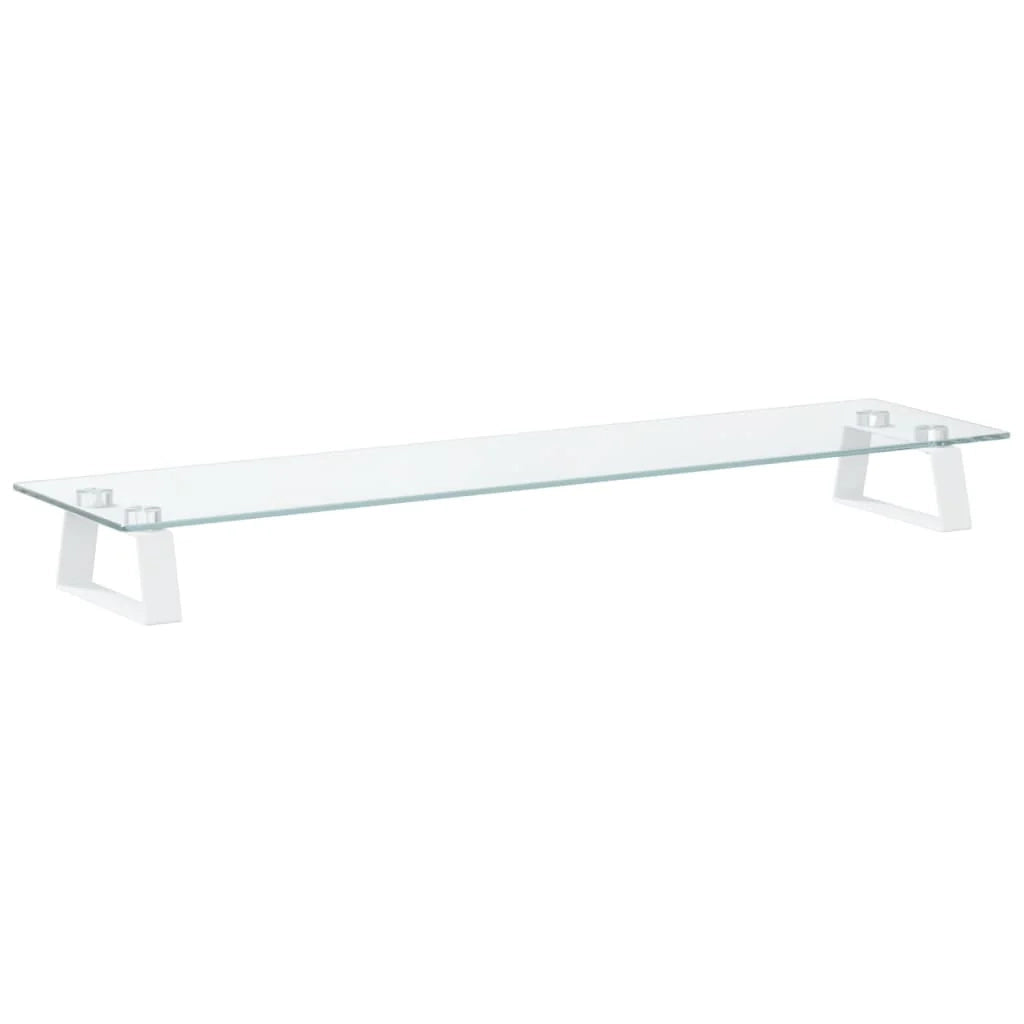 Supporto per monitor mobile da scrivania 80 x 20 x 8 cm vetro temperato e metallo bianco 02_0044901