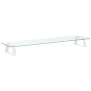 Supporto per monitor mobile da scrivania 80 x 20 x 8 cm vetro temperato e metallo bianco 02_0044901