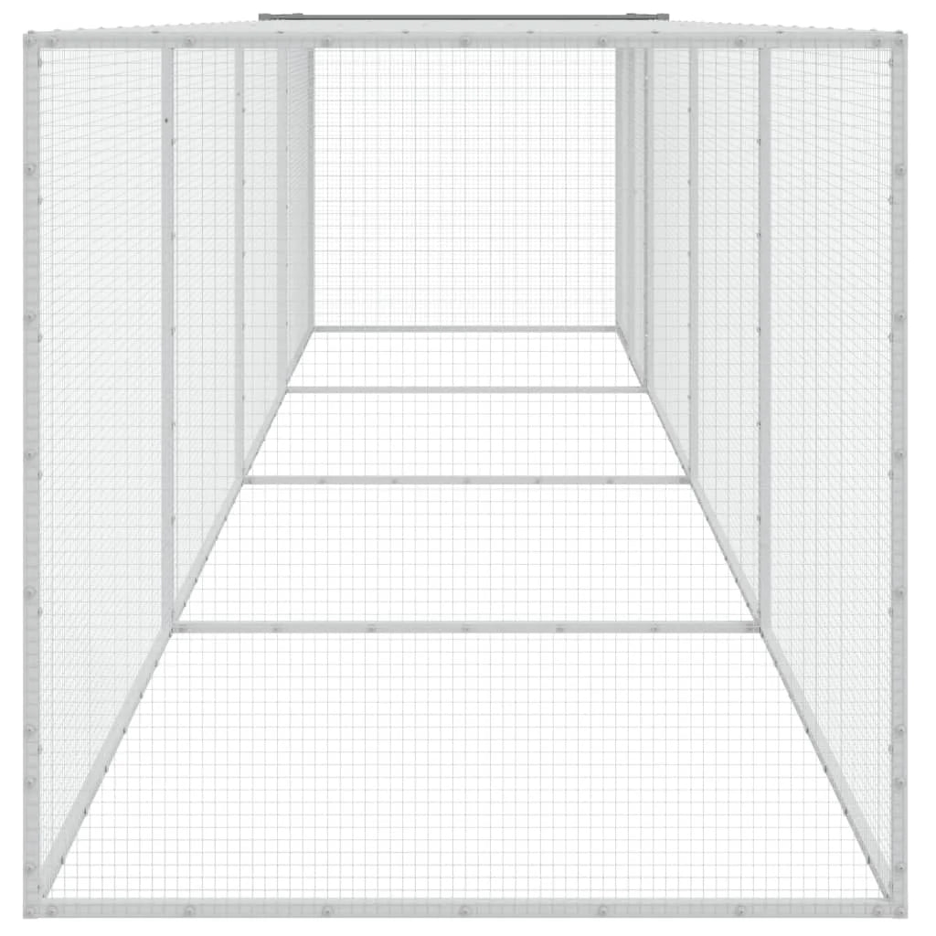 Pollaio/recinto/gabbia per polli con tetto trasparente 403 x 98 x 90 cm acciaio zincato grigio 02_0043984