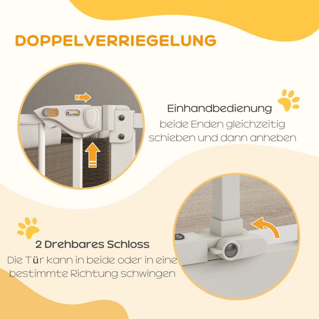 Barriera estensibile a forbice con chiusura automatica e doppia serratura in ferro bianco per porte 68 × 77 cm
