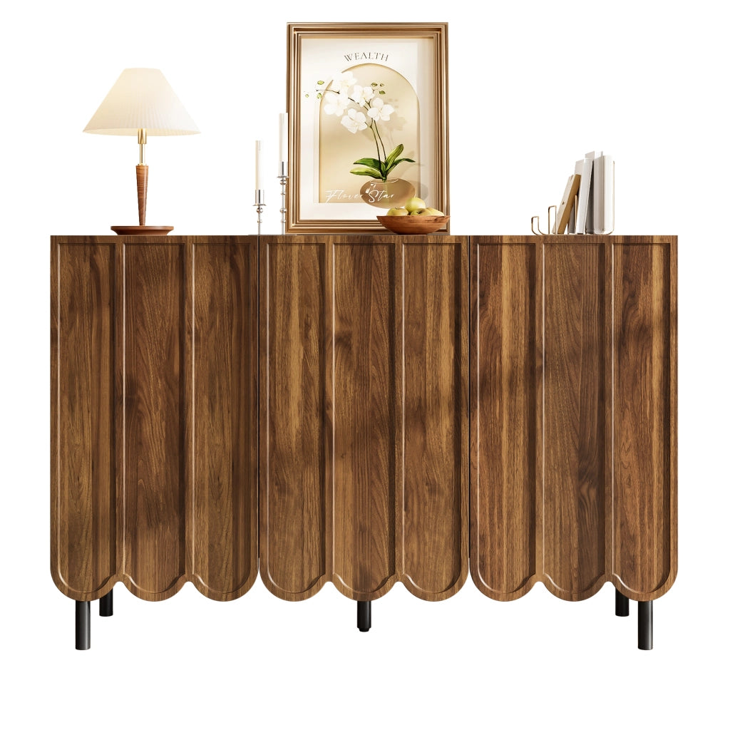 OKWISH Credenza Moderna con 2 Ante e Ripiani Regolabili, Apertura a Pressione, per Soggiorno o Ingresso, MDF, Noce, 120 × 35 × 80 cm