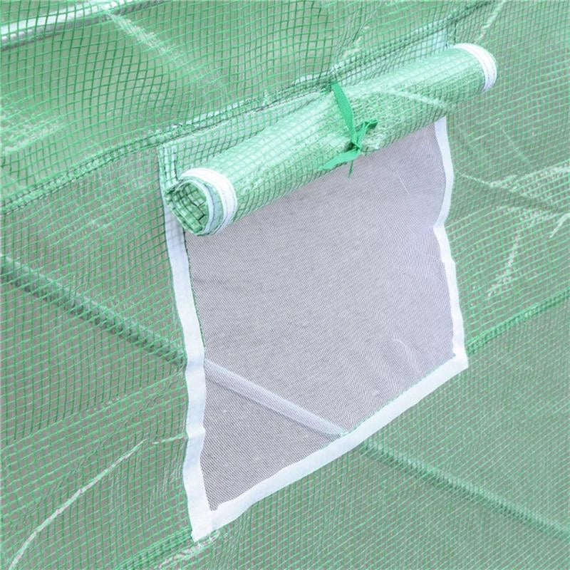 TELO SERRA IN PE CON 6 FINESTRE, PORTA AVVOLGIBILE E BORDI INTERRATI, 3X3X2 M, VERDE