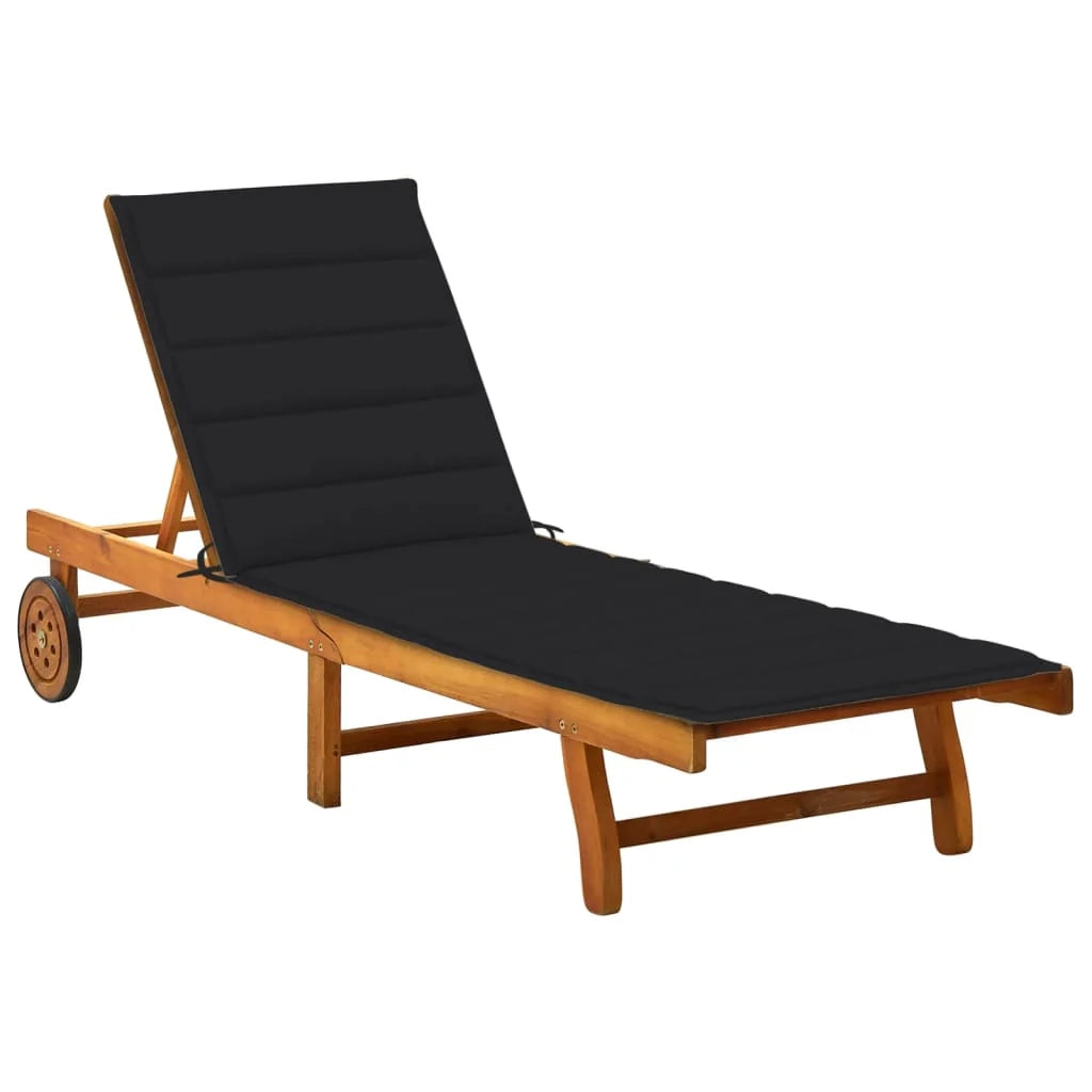 Lettino prendisole sedia a sdraio lettino prendisole letto da giardino mobili da esterno per patio con cuscino legno massello di acacia 02_0012397