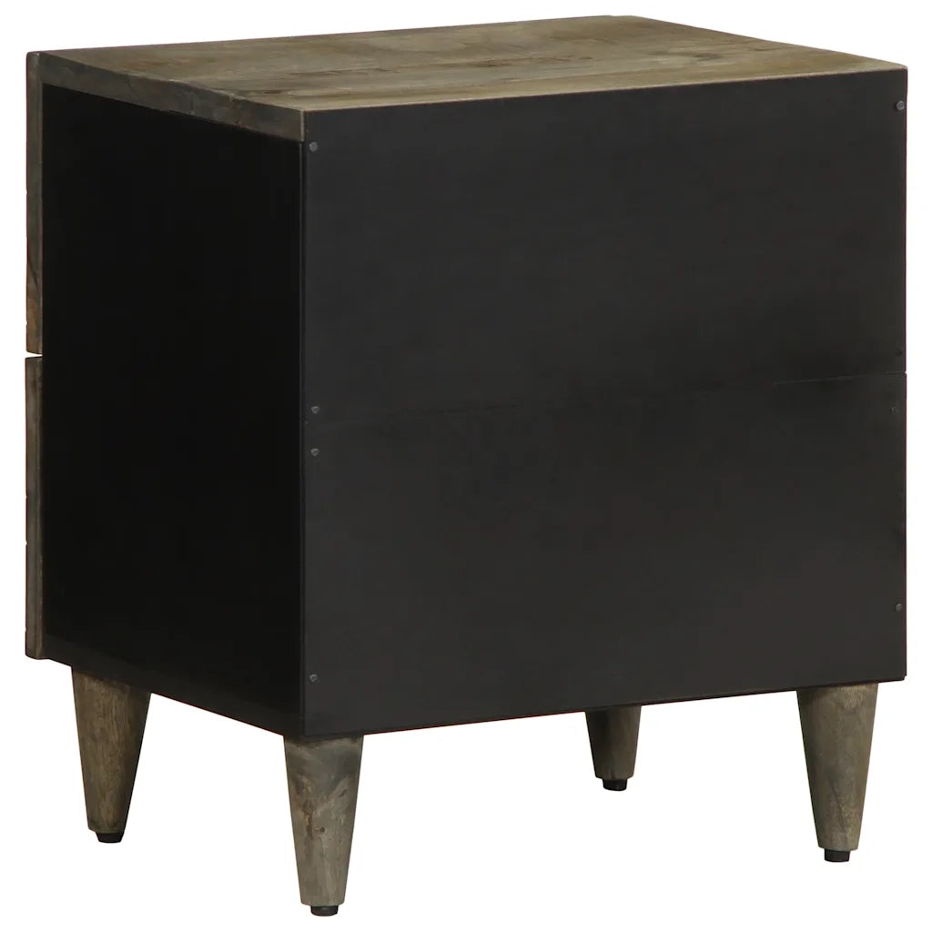 Comodino Grigio Chiaro 40x33x46 cm in Legno Massello di Mango 4017790