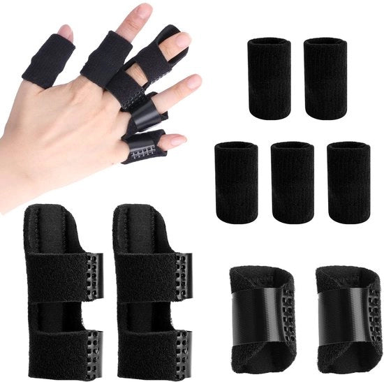 Supporto per dita 4 pezzi - Articoli per dita 5 pezzi - Alleviazione del dolore - Stabilizzatore per dita - Materiale Neoprene/Nylon/Cotone - 2 misure