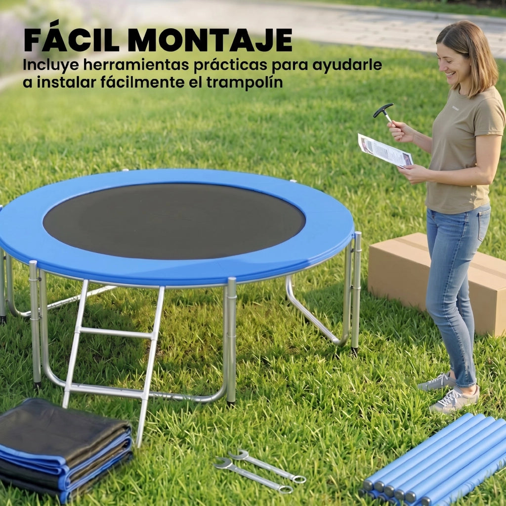 Trampolino Esterno con Rete di Sicurezza ¨C Zephmum ¨C Blu ?183 cm