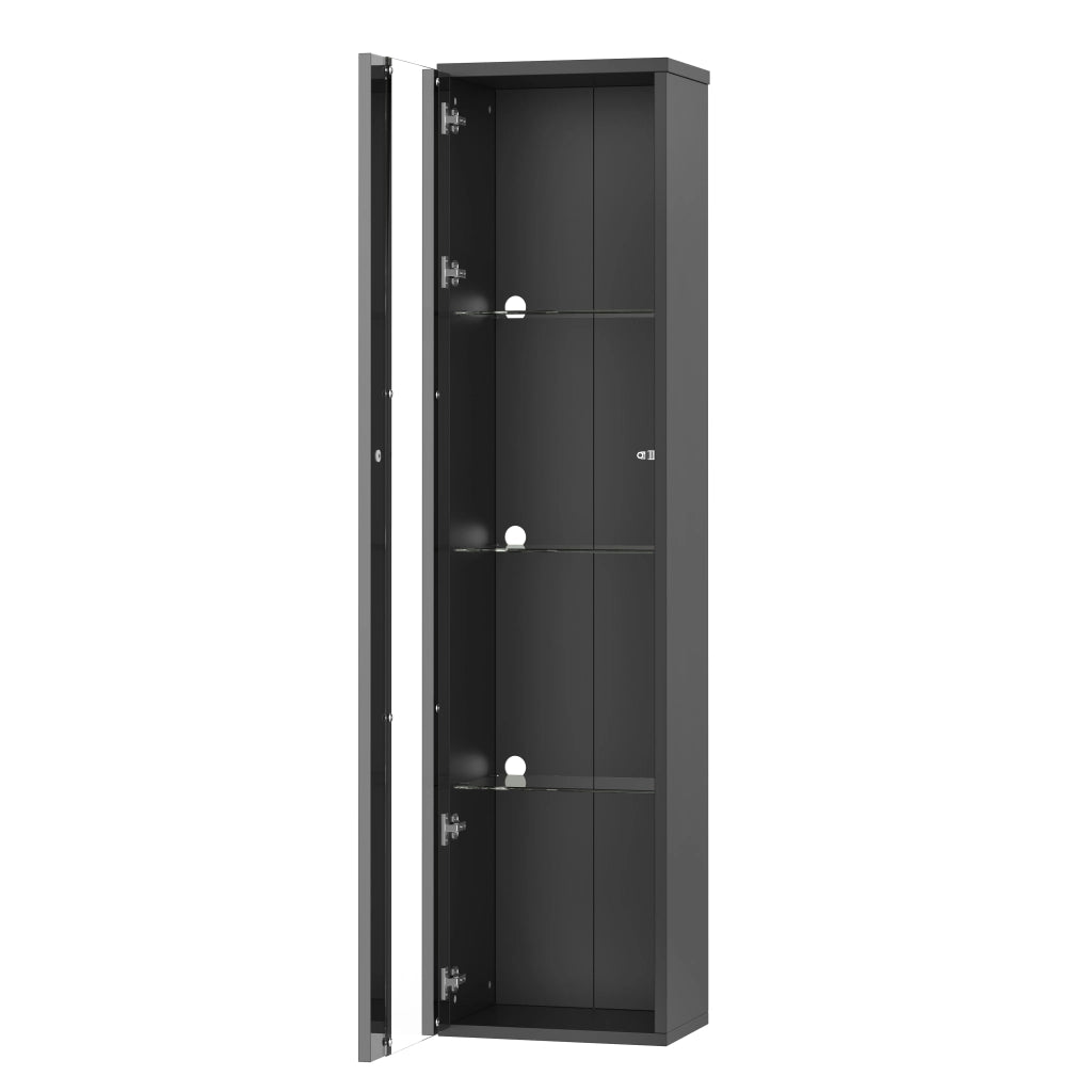 OKWISH Vetrina con 4 Livelli, Illuminazione LED con Cambio Colore, per Soggiorno, Nero, 40 x 29 x 170 cm