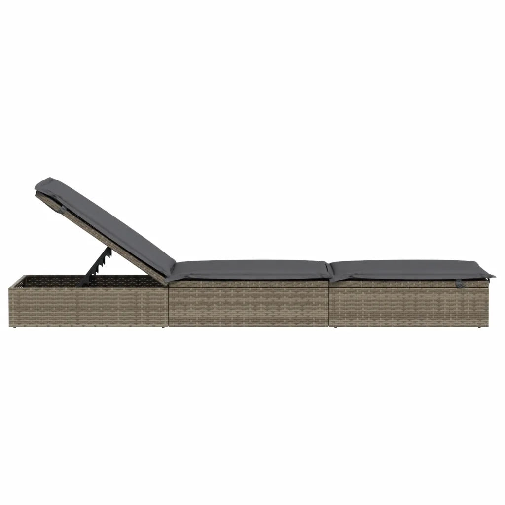 Lettino 1 pz con Cuscino Grigio 201x55x62 cm in Polyrattan 319631