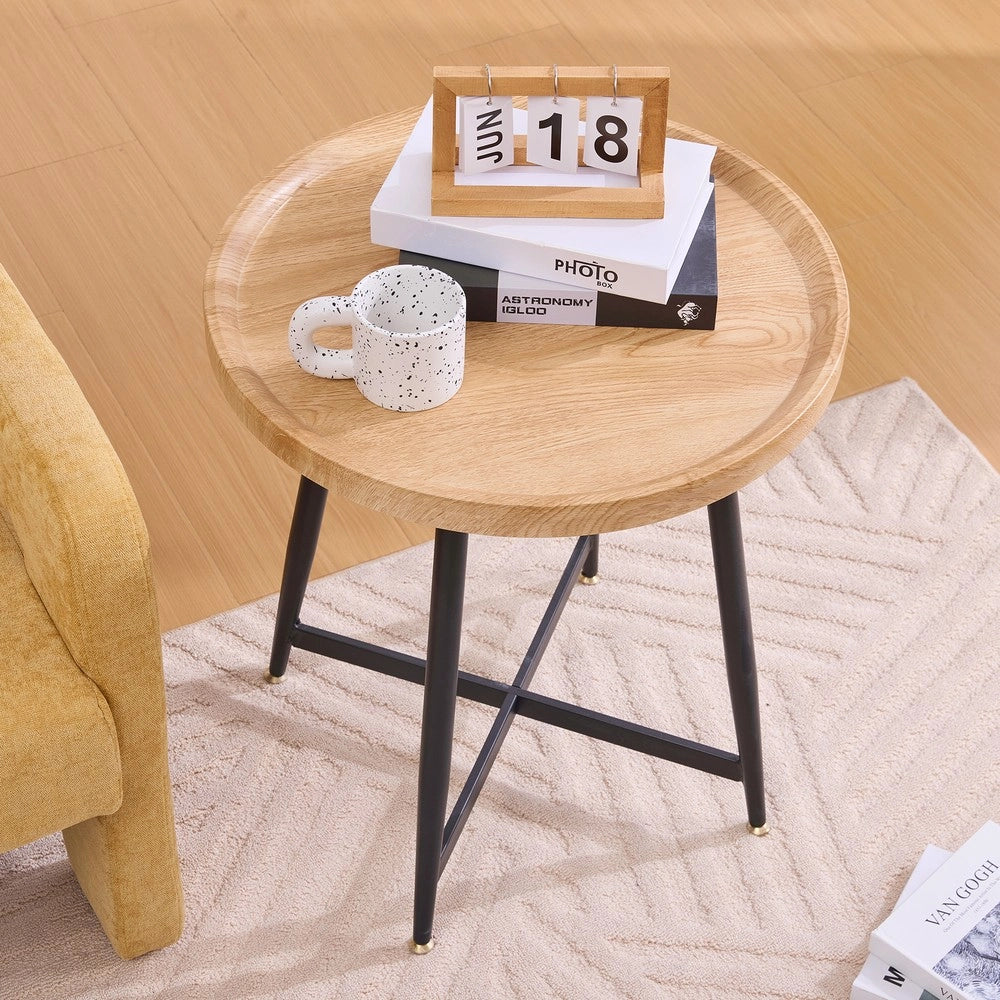 Tavolino Rotondo da Salotto ¨C MINIMAL ¨C Legno e Metallo, Design Moderno
