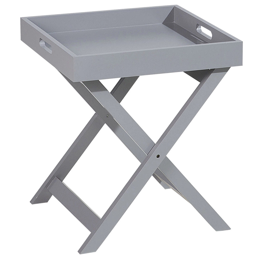 Tavolino da caffè Vassoio rimovibile pieghevole in legno grigio dal design scandinavo