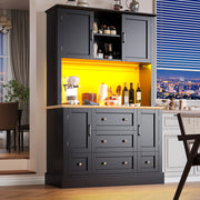 ARMADIO ALTO con LED APP 115x40x180 cm MDF Nero/Naturale