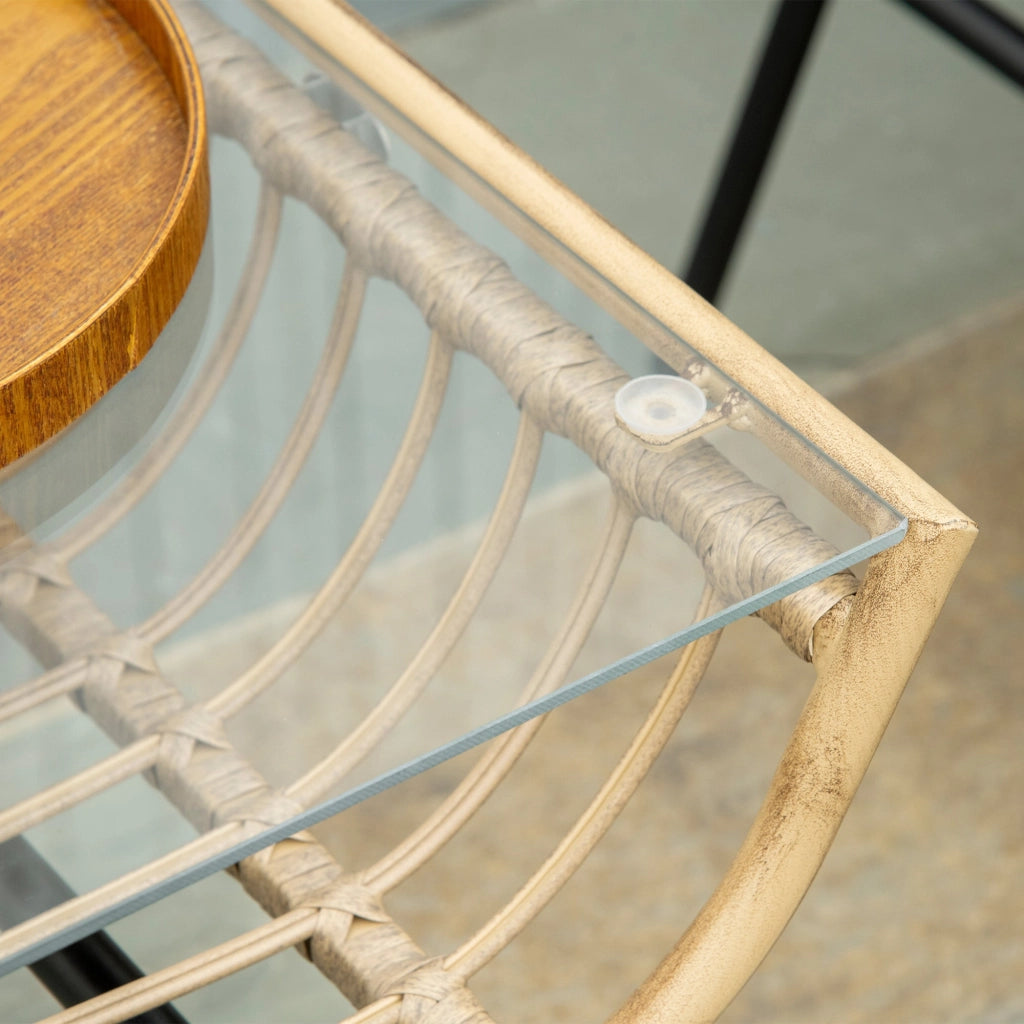Set Salotto da Giardino Divano 2 Poltrone e Tavolino in Rattan e PE Beige