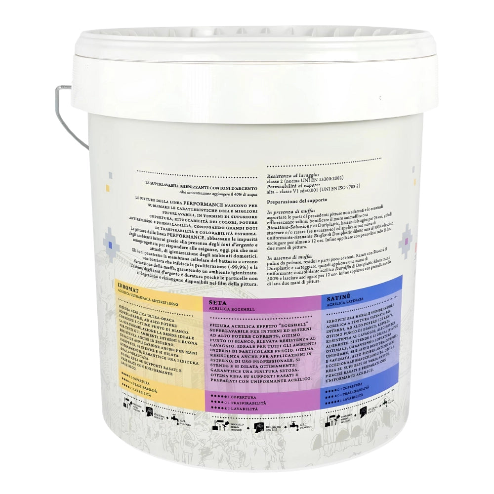Idropittura acrilica ultraopaca superlavabile idromat performance ioni argento *** formato 2.5 lt, confezione 1