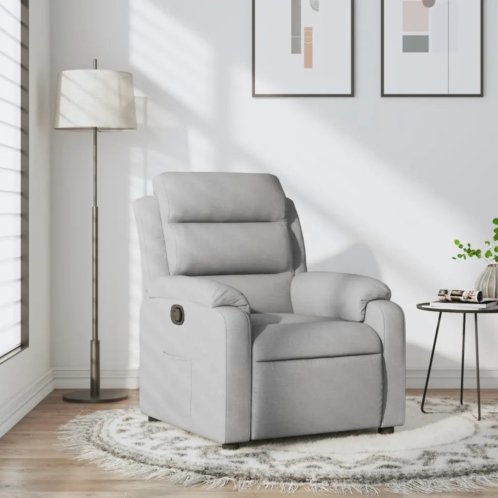 Divano Sedia-Poltrona Reclinabile in Tessuto Grigio Chiaro 872289