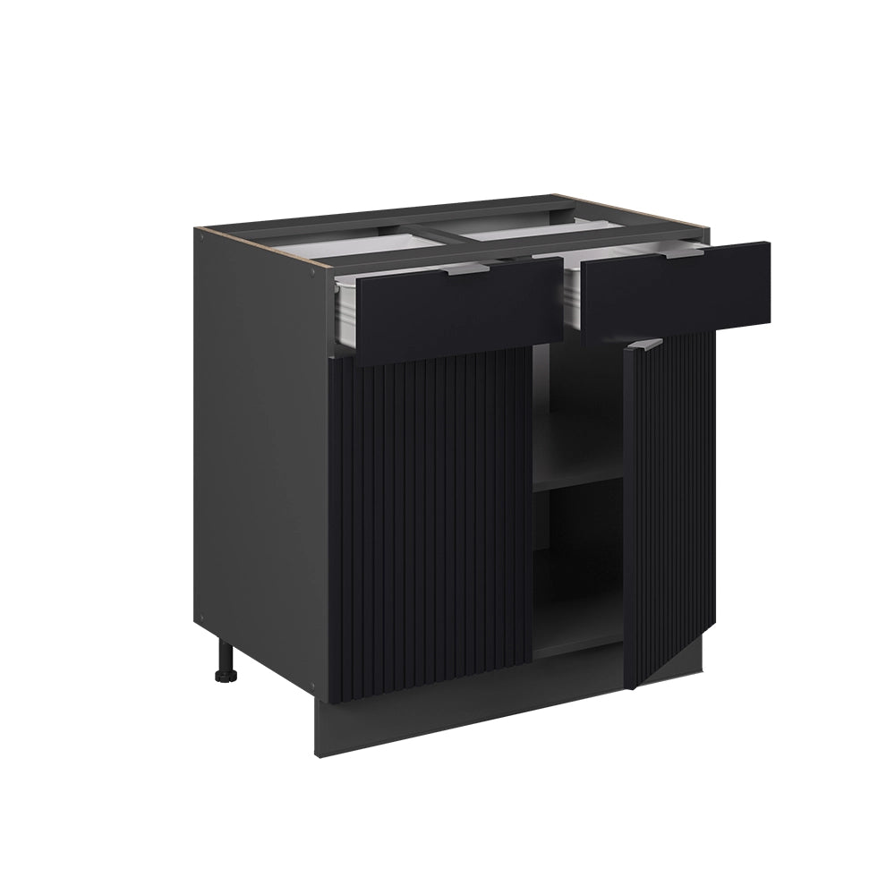Vicco Mobiletto base per cucina Nero a righe 80 cm senza piano di lavoro
