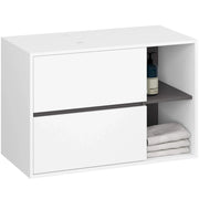 Mobile bagno senza lavabo VAMI sospeso Bianco, Grigio Grafite 90 cm 2 cassetti 90x45,5x60 cm