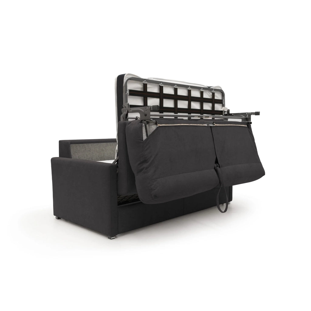 Margot Divano letto matrimoniale con schienale morbido alto in tessuto T02 176 cm (mat. 140x197) nero