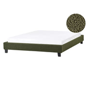 Letto matrimoniale in bouclé verde scuro con rete a doghe 140 x 200 cm stile moderno