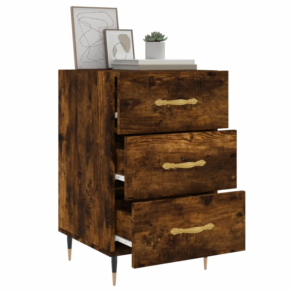 Comodino Rovere Fumo 40x40x66 cm in Legno Multistrato 827641