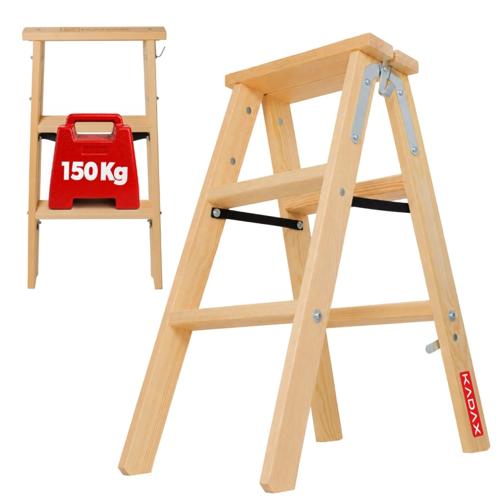 Scala da pittore in legno KADAX, 3 gradini, scala pieghevole, a doppia faccia