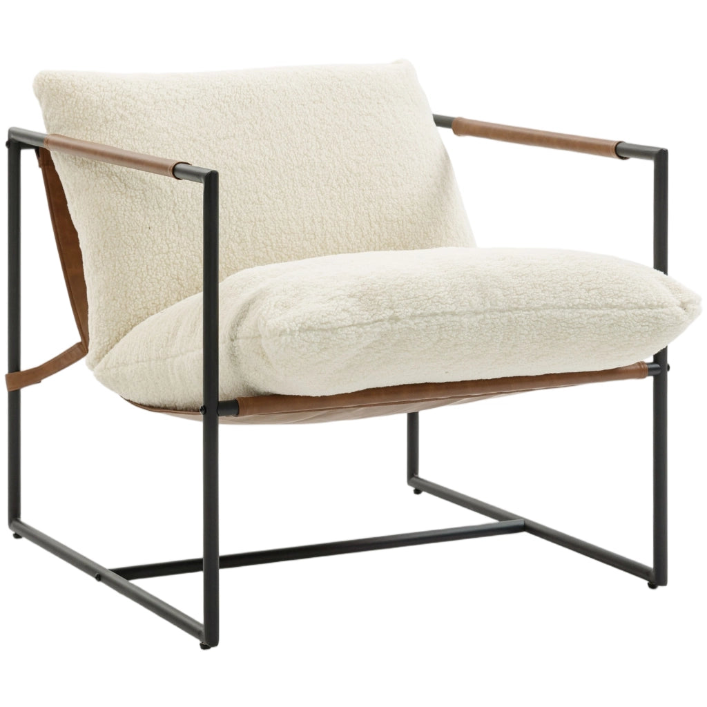 Poltrona imbottita in tessuto bouclette ¨C zephmum ¨C 77x91x80 cm, crema