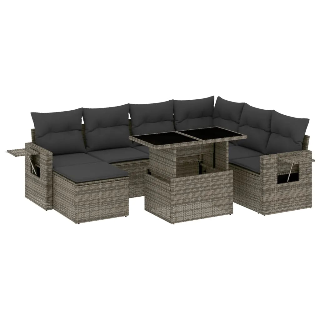 Set Divano da Giardino 8 pz con Cuscini Grigio in Polyrattan