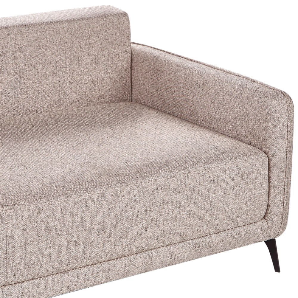 Divano letto in tessuto marrone chiaro imbottito 3 posti letto estraibile gambe in metallo funzione letto minimalista