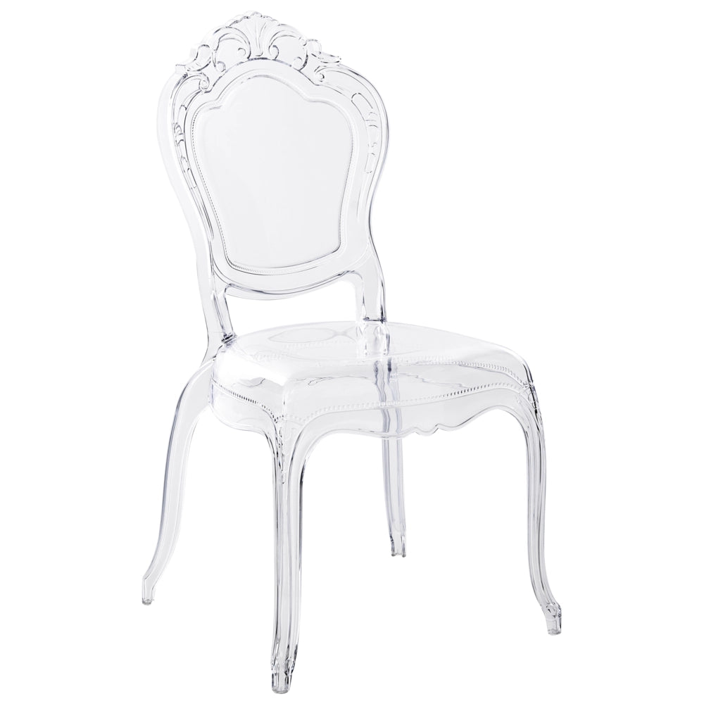 Set di 2 sedie da pranzo in acrilico trasparente con schienale solido senza braccioli impilabili dal design moderno vintage
