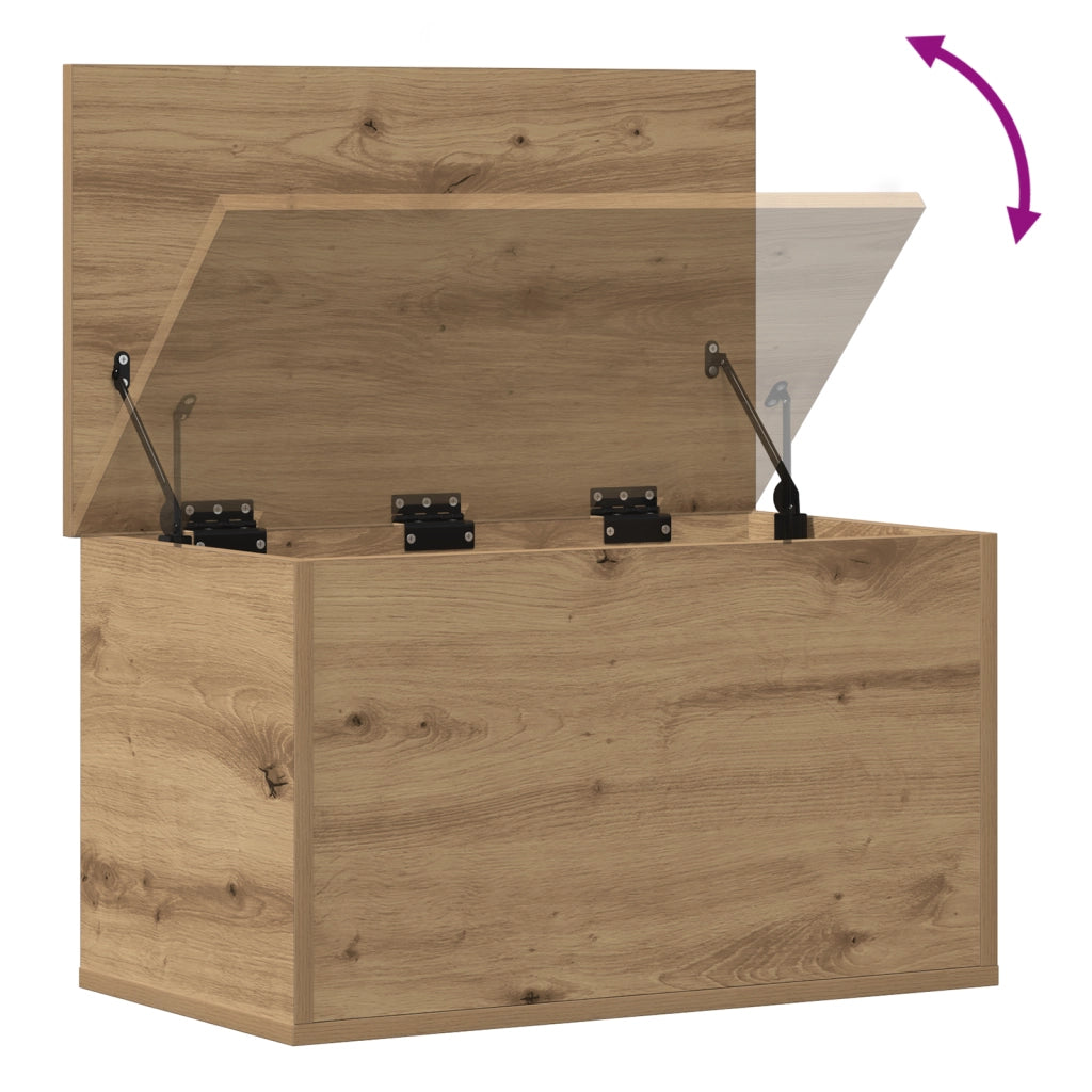 Scatola di stoccaggio  con coperchio in rovere artigianale 60x35x35 cm in legno ingegnerizzato