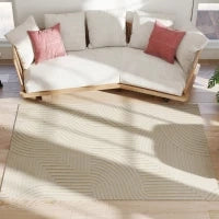 Tappeto Tessuto a Macchina, Versatile e Antiscivolo, 200x140x1,7 cm, Crema