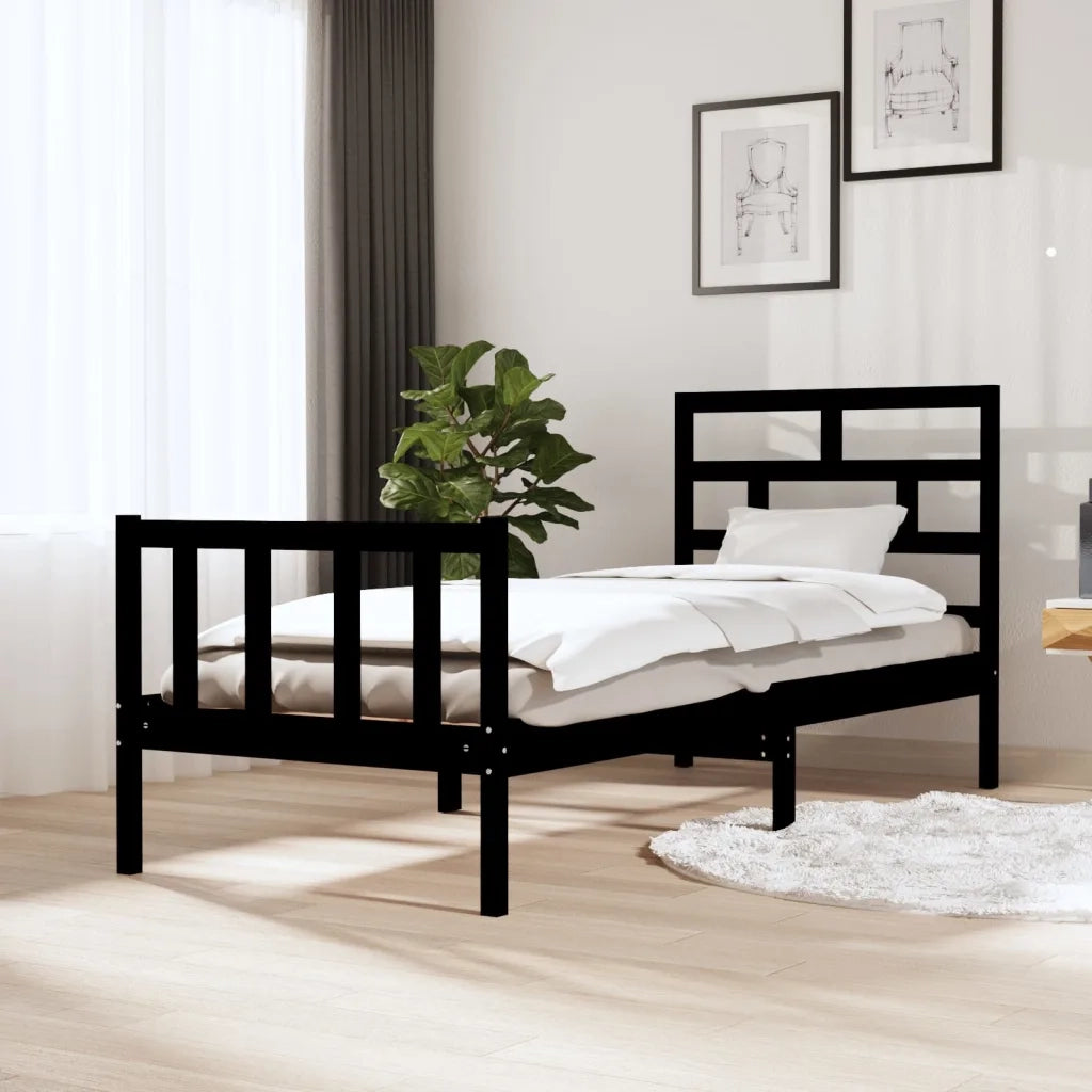 Giroletto in Legno Massello Nero 75x190 cm Small Single 3101312