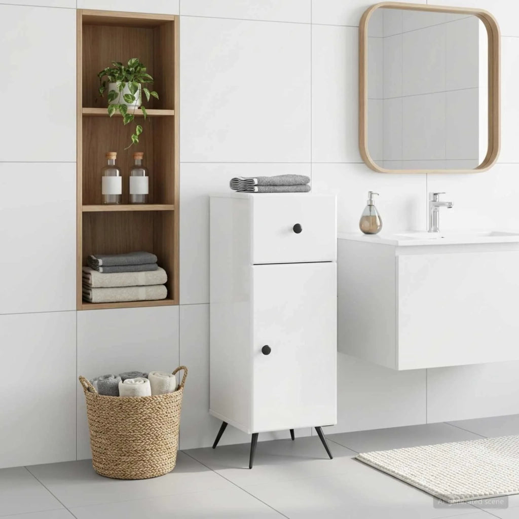Mobiletto da Bagno BREDA Bianco Lucido 30 x 31 x 80 cm 897489