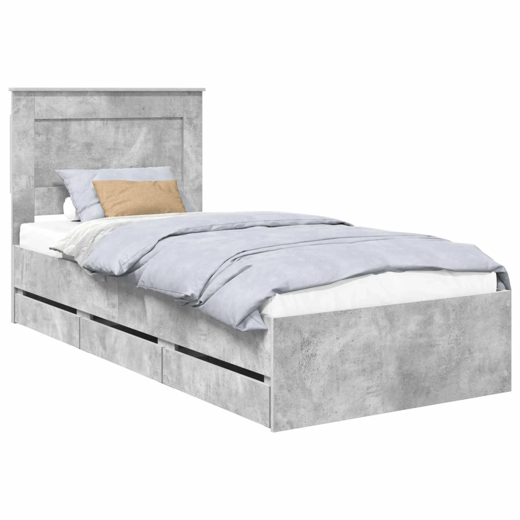 Struttura del letto con cassetto Grigio cemento 90 x 190 cm